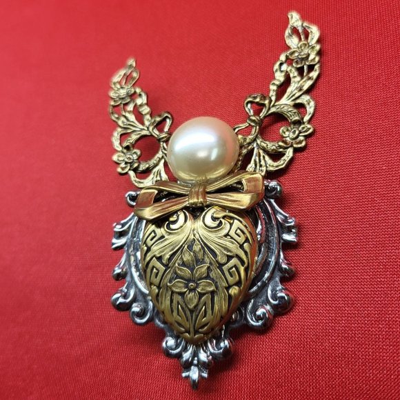 Jane Angel Pin Brooch Metal Gold Silver Signed - Picture 4 of 12